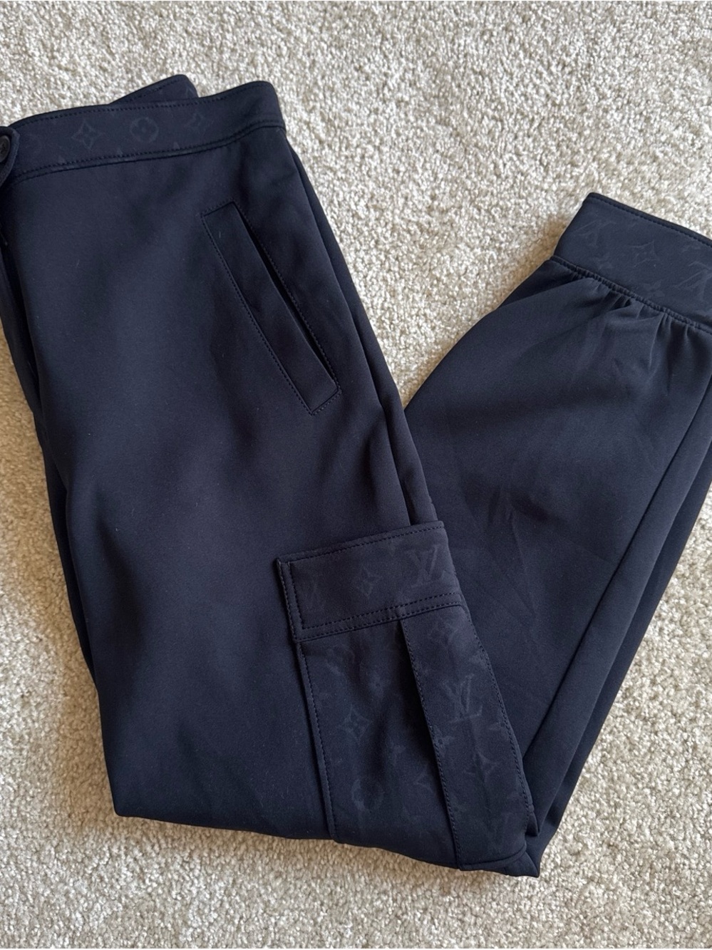 Louis Vuitton Black Cargo Jogger Pants with Subtle Monogram